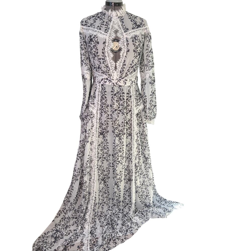 Sinesia Karol Luxury Resort Wear Swim Cover Maxi Dress Sheer size med EUC